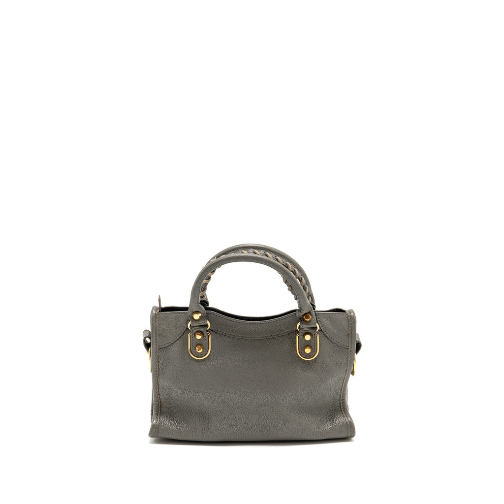 BALENCIAGA MINI CITY BAG CALFSKIN GREY GHW