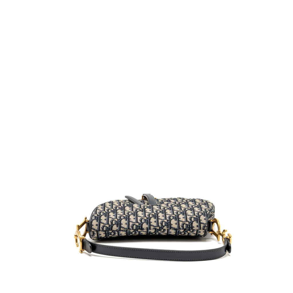DIOR MEDIUM SADDLE BAG BLUE OBLIQUE CANVAS GHW