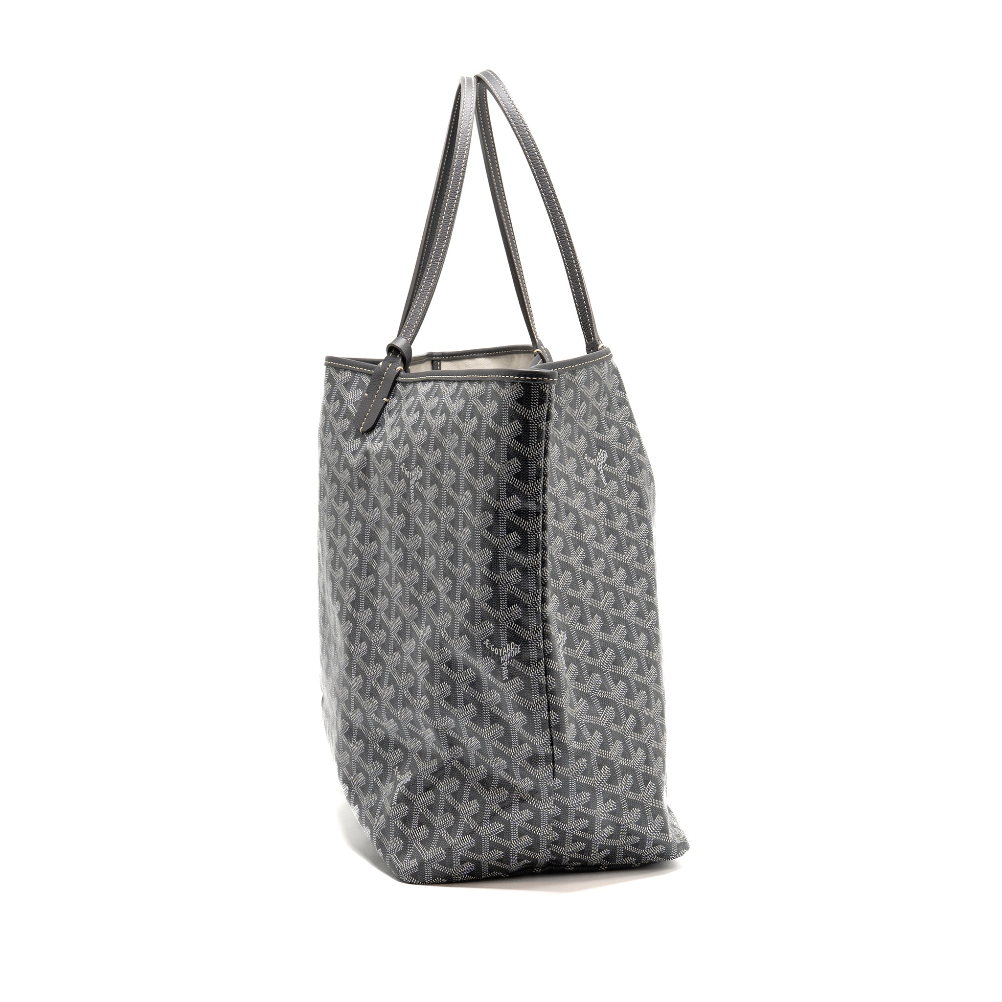 GOYARD SAINT LOUIS GM TOTE BAG GOYARDINE CANVAS / LEATHER GREY