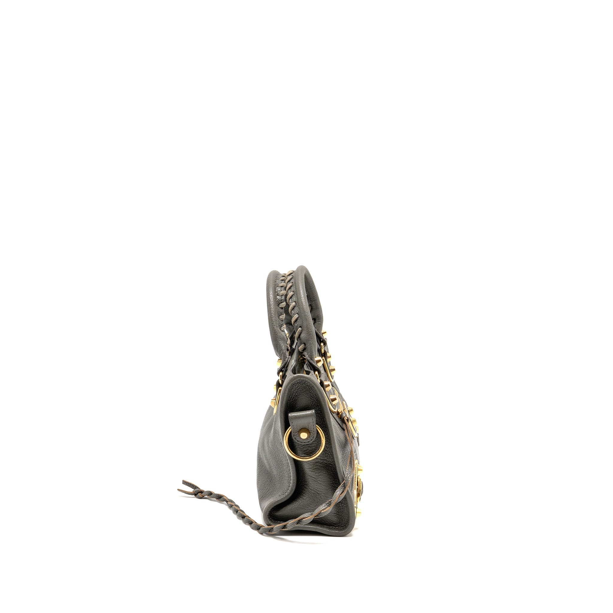 BALENCIAGA MINI CITY BAG CALFSKIN GREY GHW