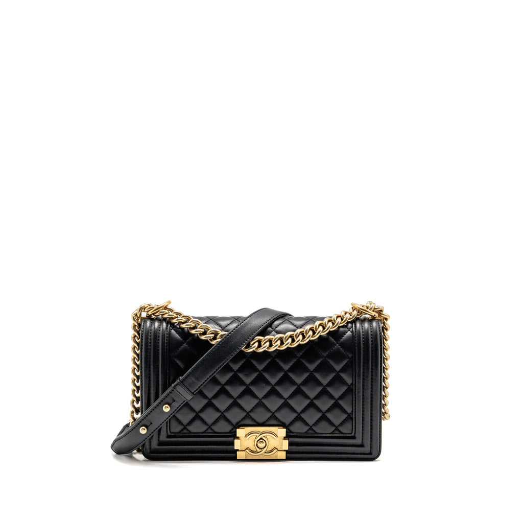 CHANEL MEDIUM BOY BAG LAMBSKIN BLACK GHW