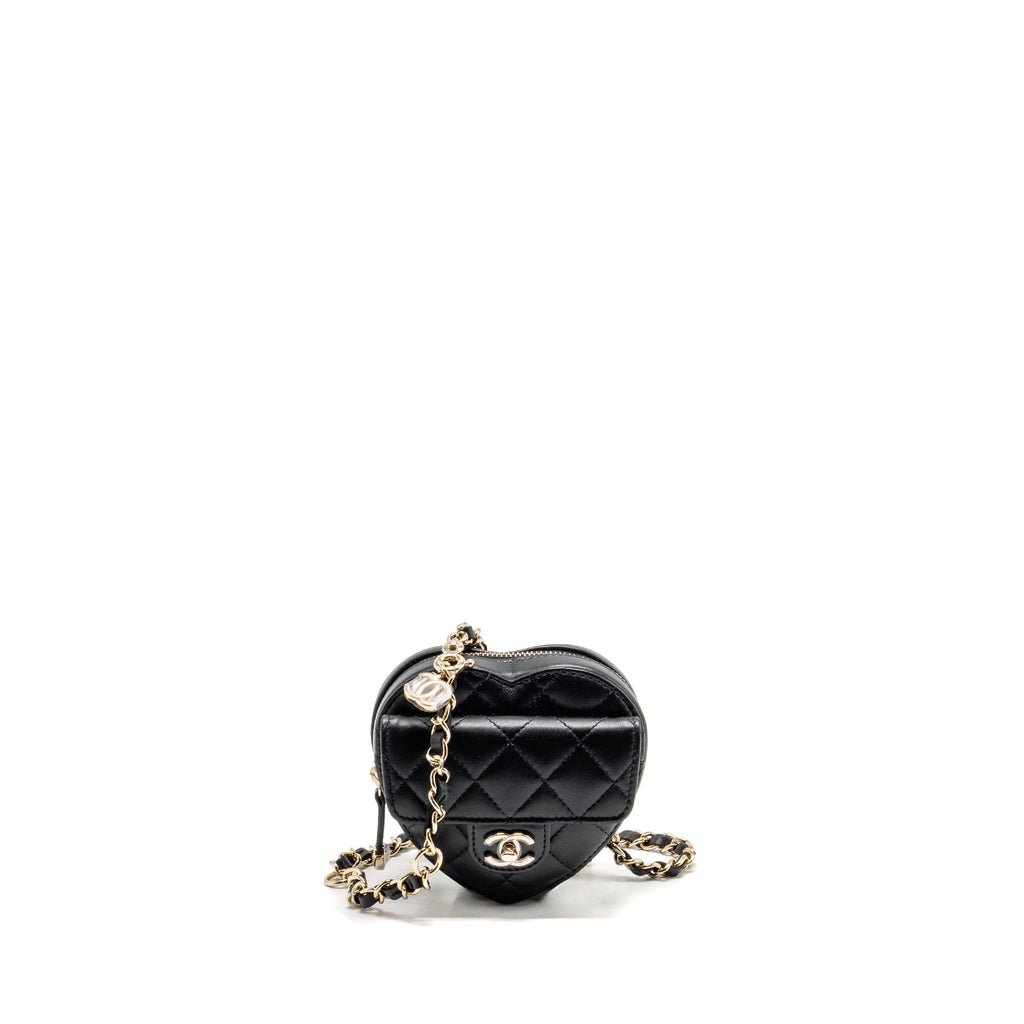 CHANEL 22S HEART BELT BAG LAMBSKIN BLACK LGHW