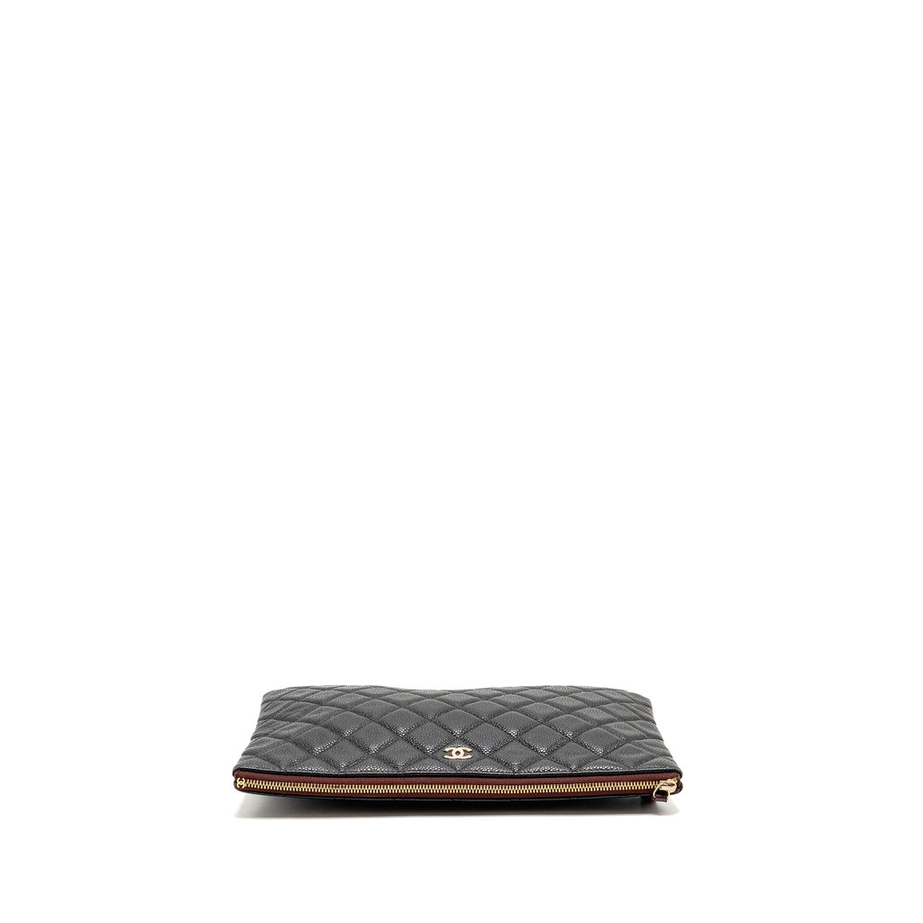 CHANEL CLASSIC ZIPPED POUCH CAVIAR BLACK LGHW