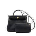 HERMES HERBAG 31 ZIP BAG CANVAS/ HUNTER LEATHER BLACK GHW