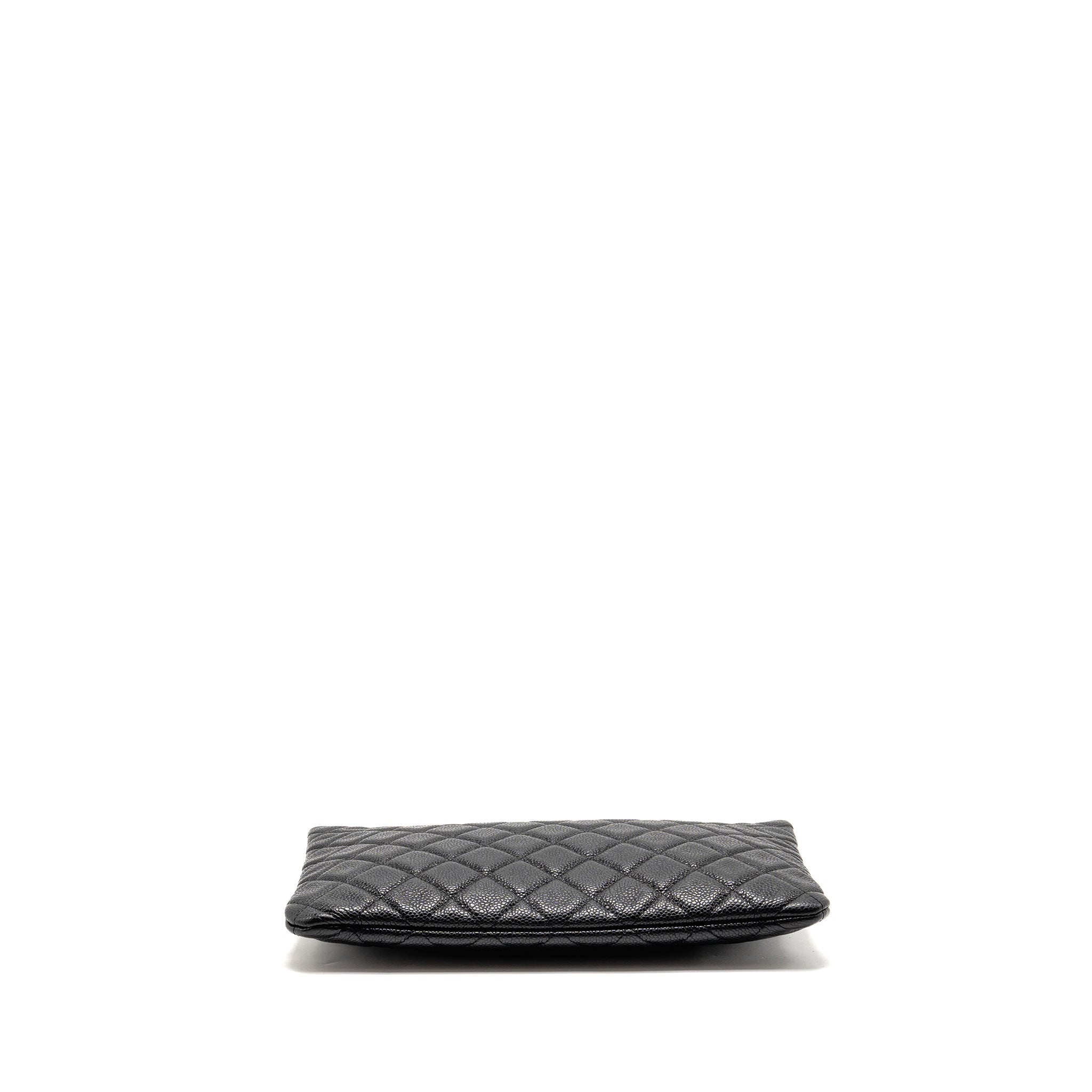 CHANEL CLASSIC ZIPPED POUCH CAVIAR BLACK LGHW