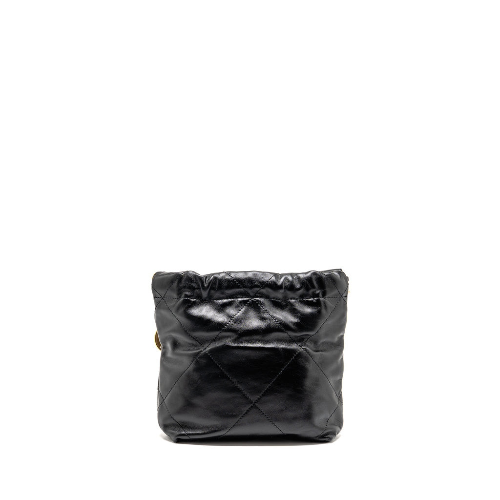 CHANEL MINI 22 BAG SHINY CALFSKIN BLACK GHW (MICROCHIP)