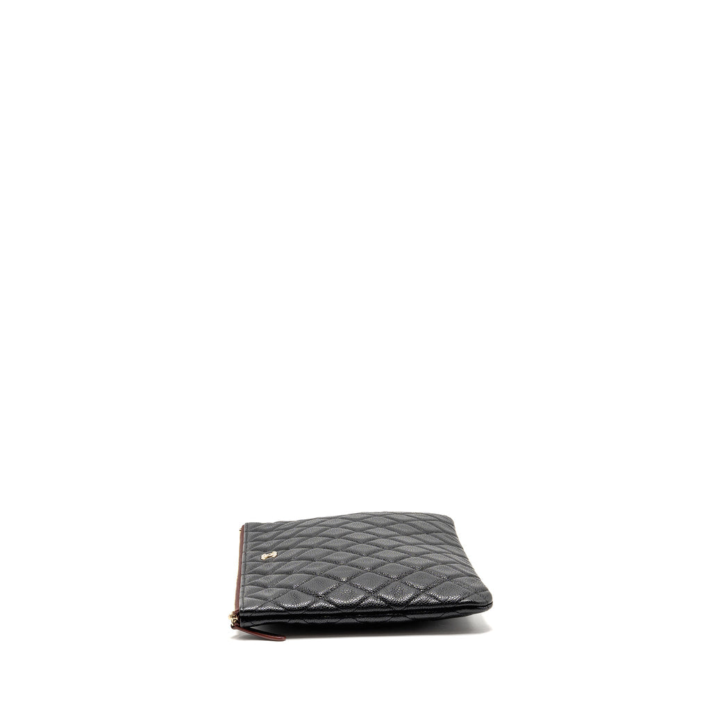 CHANEL CLASSIC ZIPPED POUCH CAVIAR BLACK LGHW