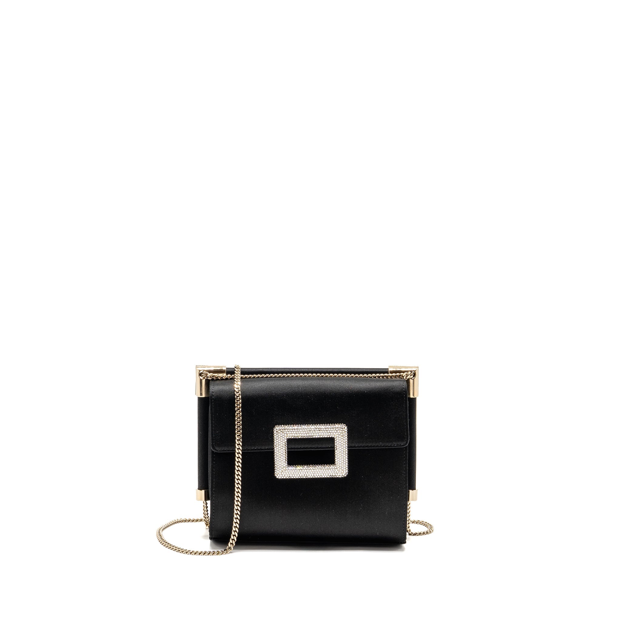 ROGER VIVIER MISS VIV MINI BAG SATIN BLACK LGHW