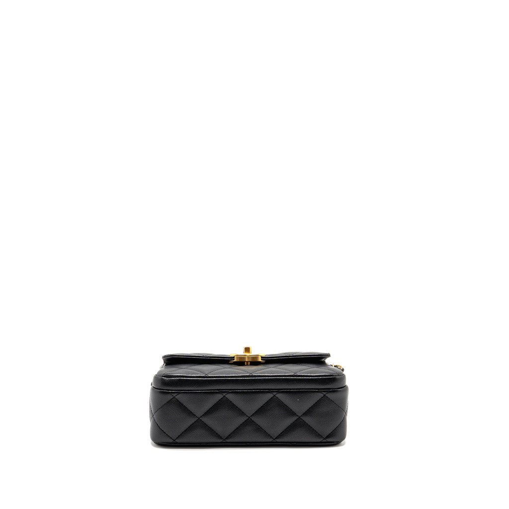 CHANEL 24B QUILTED FLAP BAG CAVIAR BLACK GHW(MICROCHIP)