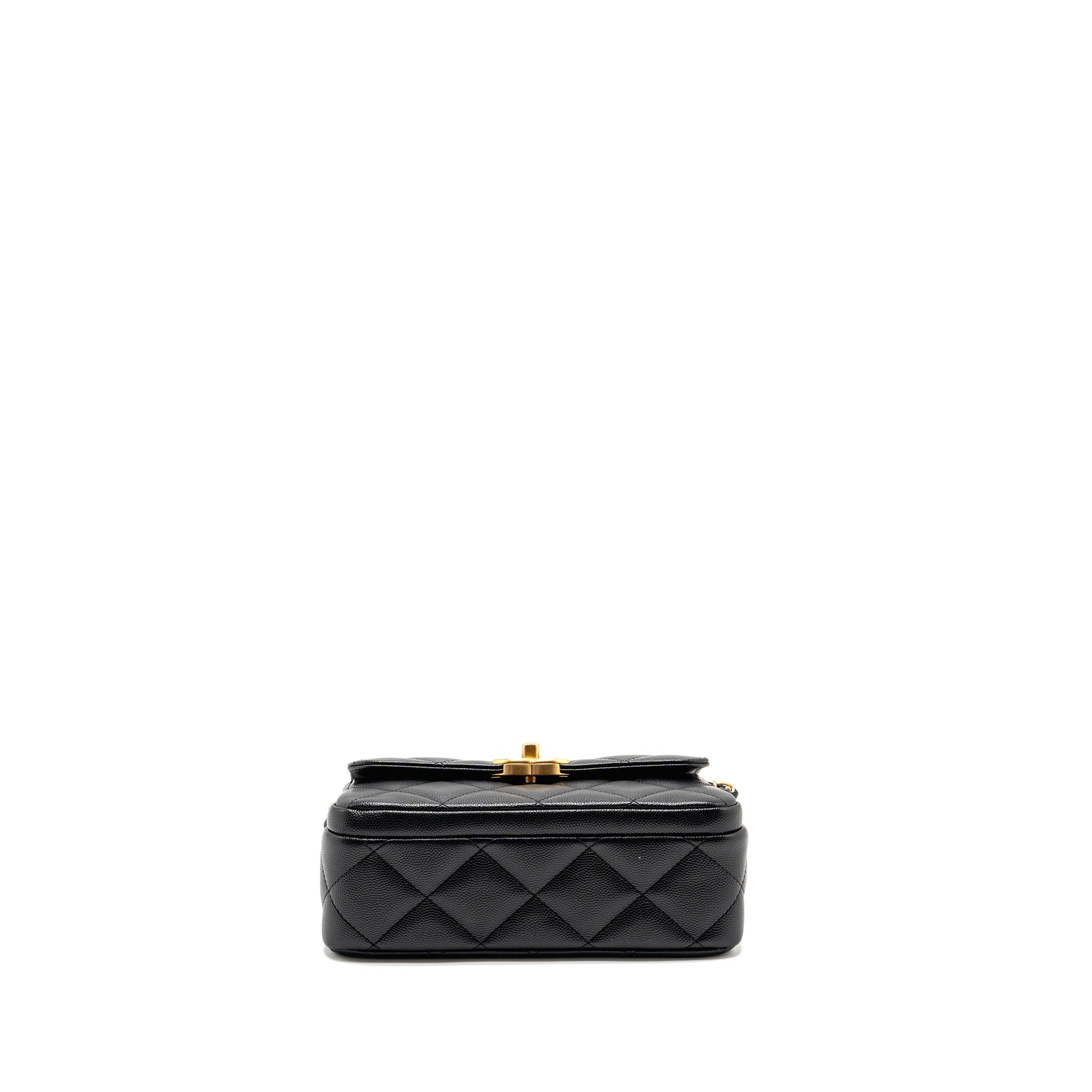 CHANEL 24B QUILTED FLAP BAG CAVIAR BLACK GHW(MICROCHIP)