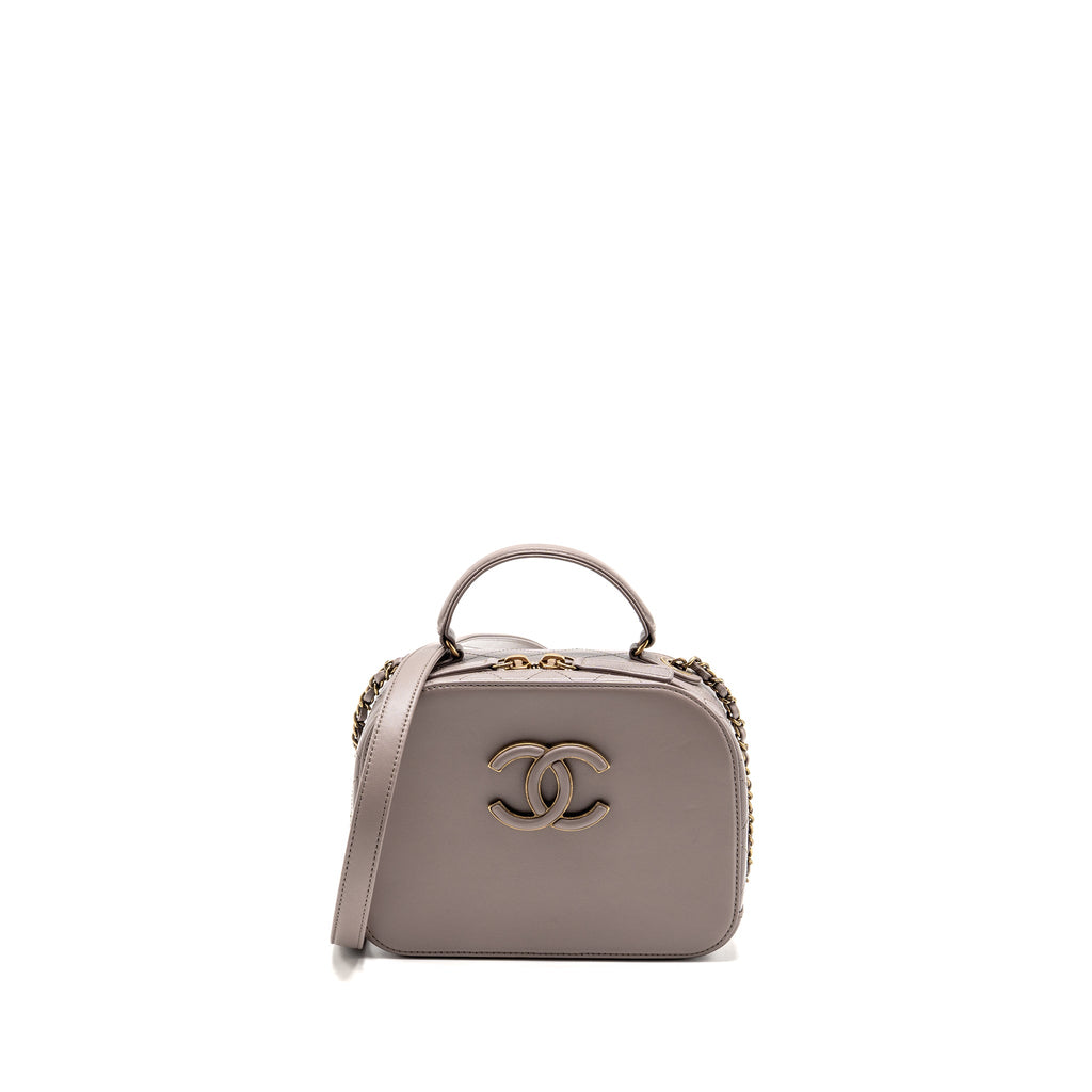 CHANEL COCO CURVE VANITY BAG WITH TOP HANDLE CALFSKIN GREY GHW