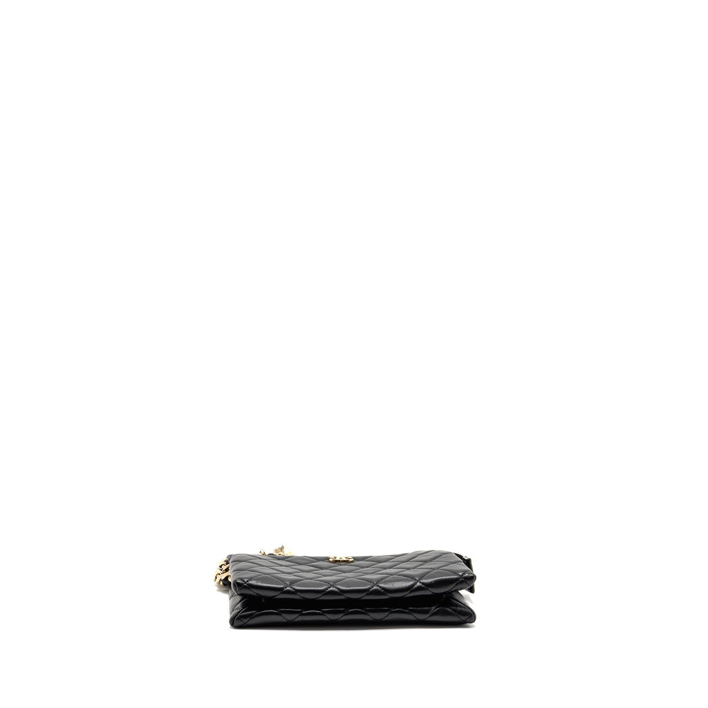 CHANEL CLUTCH WITH CRYSTAL/PEARL CHARMS LAMBSKIN BLACK LGHW