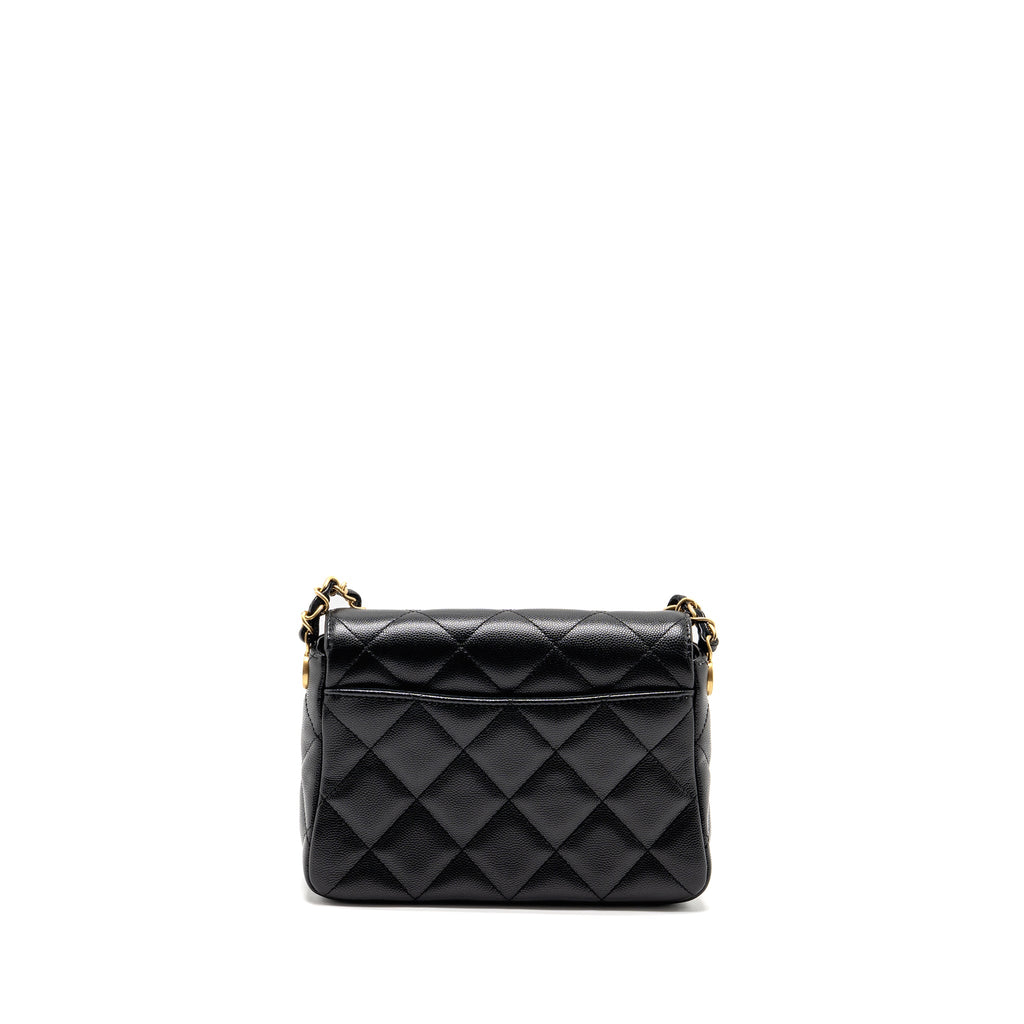 CHANEL 24B QUILTED FLAP BAG CAVIAR BLACK GHW(MICROCHIP)