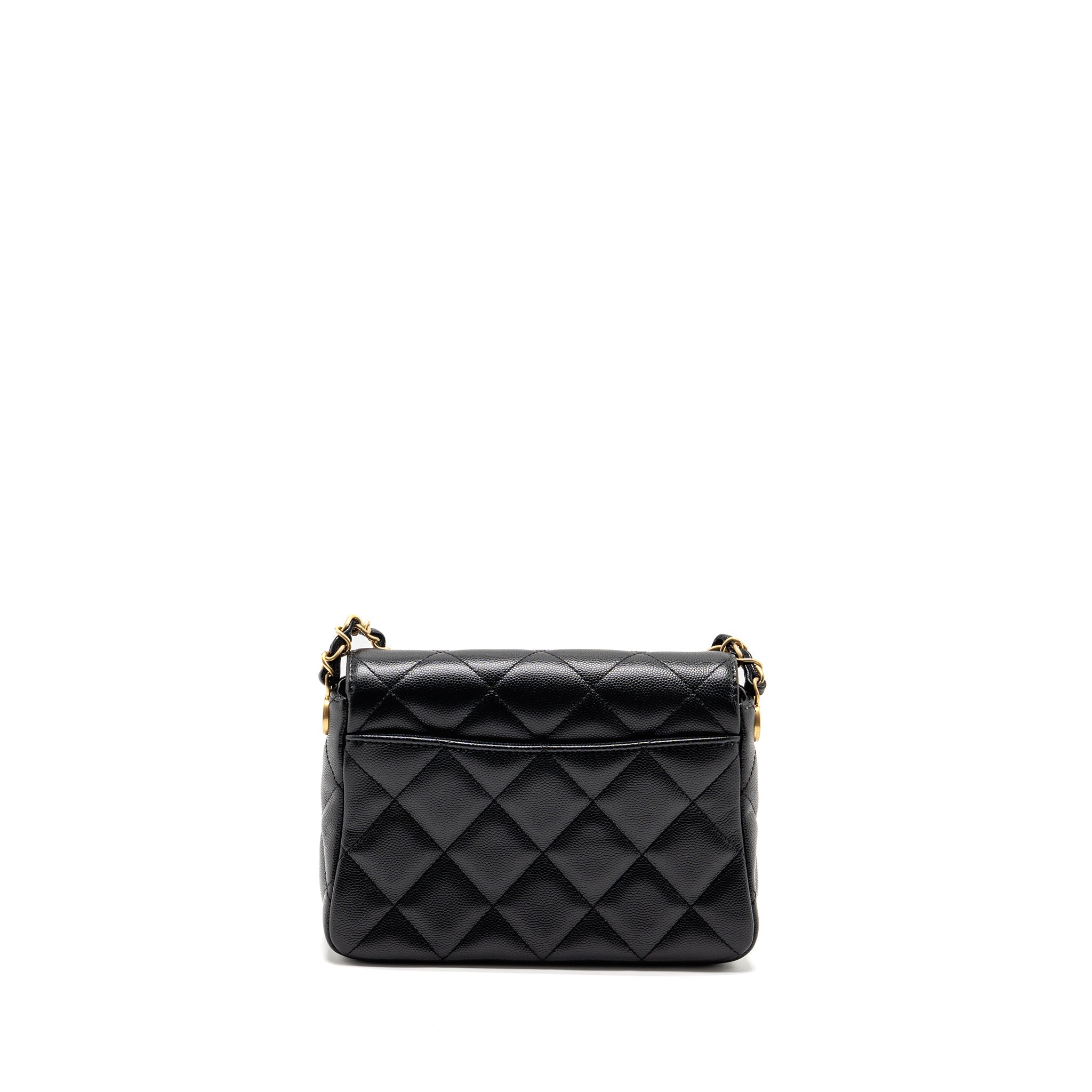 CHANEL 24B QUILTED FLAP BAG CAVIAR BLACK GHW(MICROCHIP)