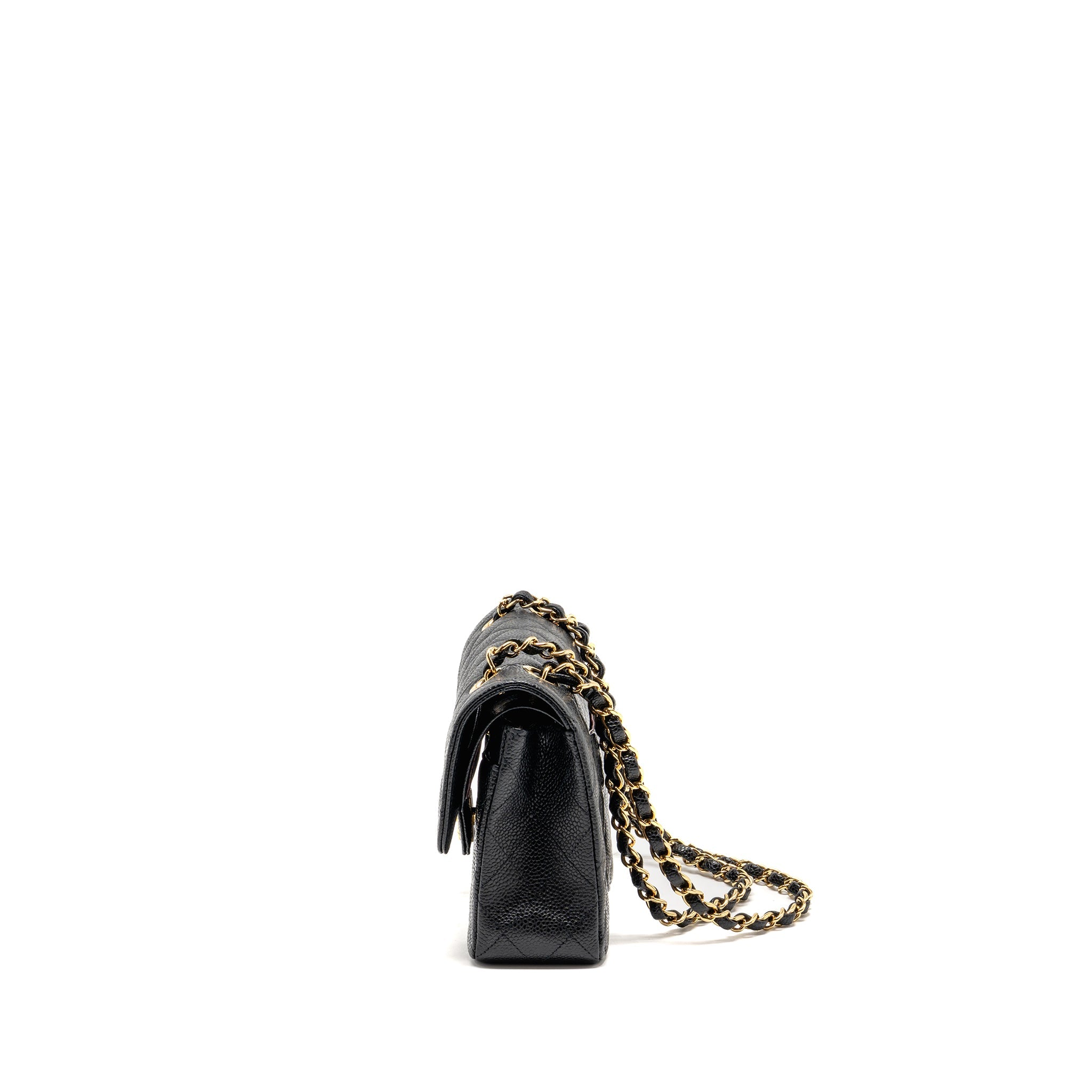 CHANEL SMALL CLASSIC DOUBLE FLAP BAG CAVIAR BLACK GHW (MICROCHIP)