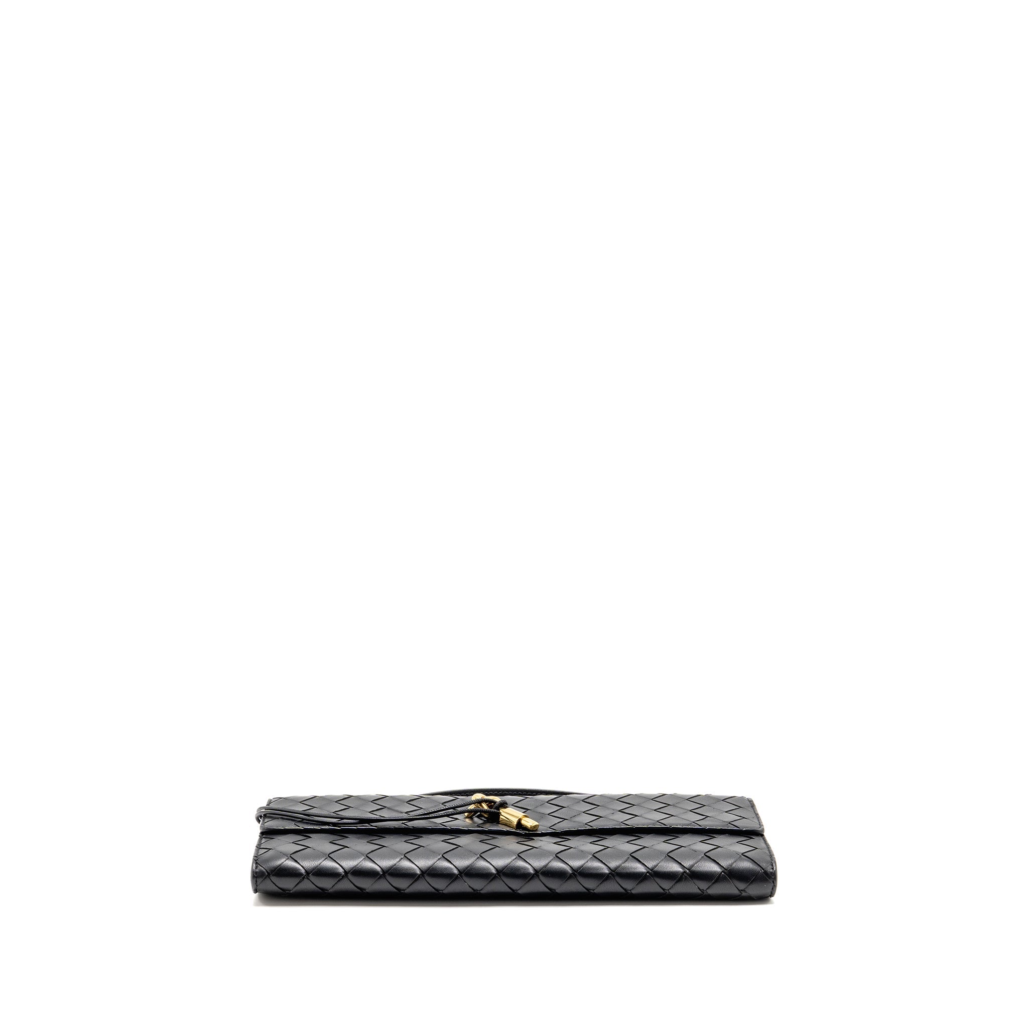 BOTTEGA VENETA ANDIAMO CLUTCH INTRECCIATO CALFSKIN BLACK GHW