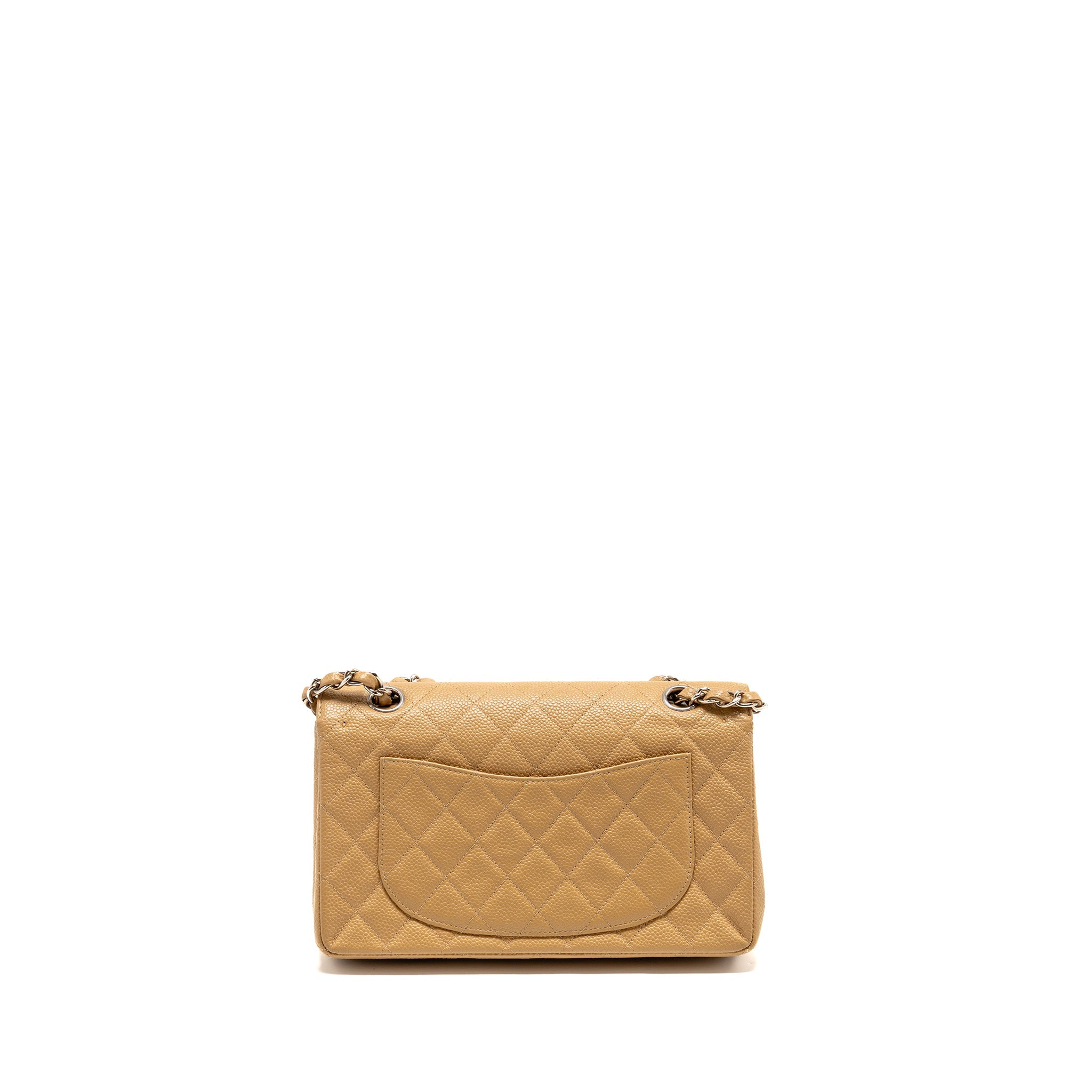 CHANEL SMALL CLASSIC DOUBLE FLAP BAG CAVIAR BEIGE SHW