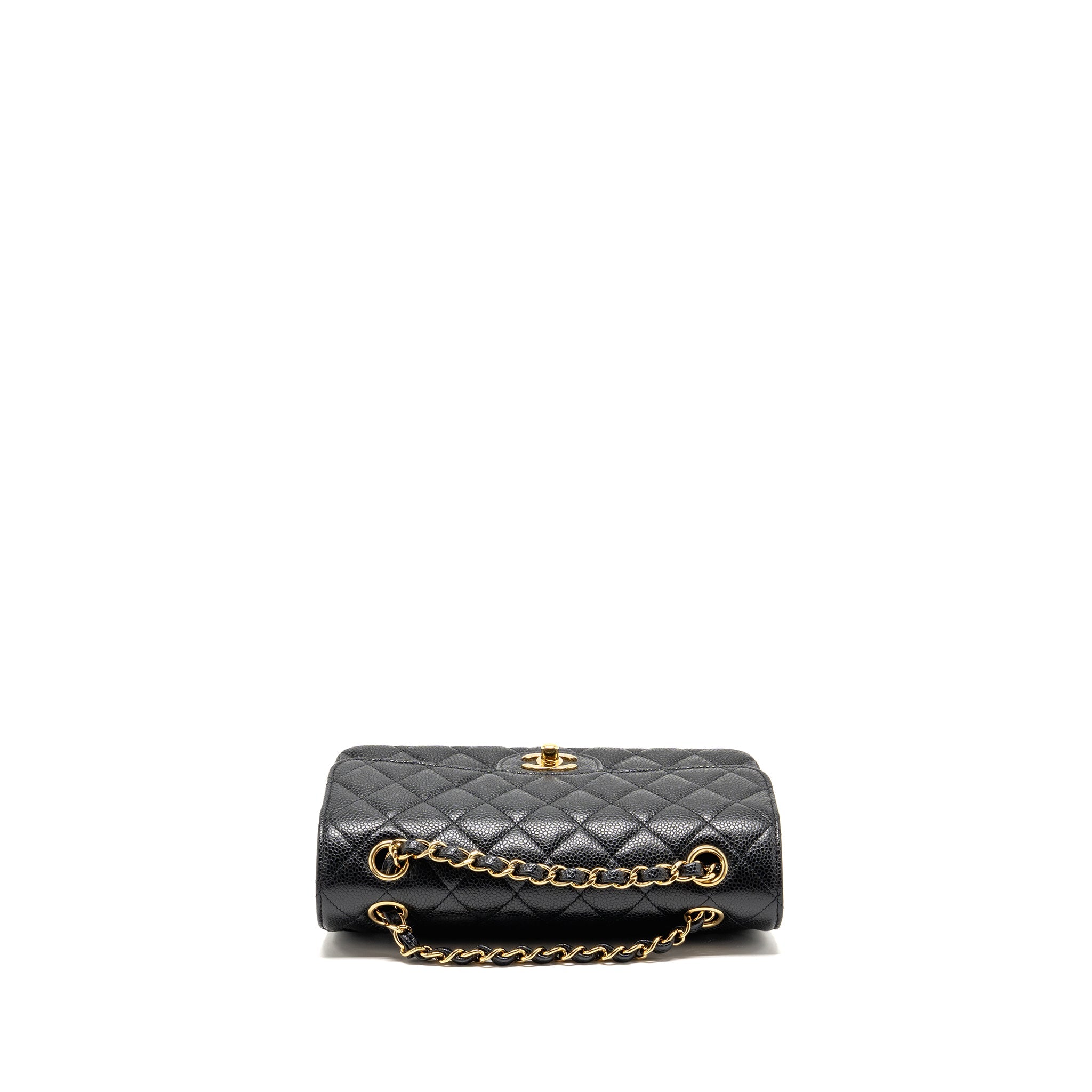 CHANEL SMALL CLASSIC DOUBLE FLAP BAG CAVIAR BLACK GHW (MICROCHIP)