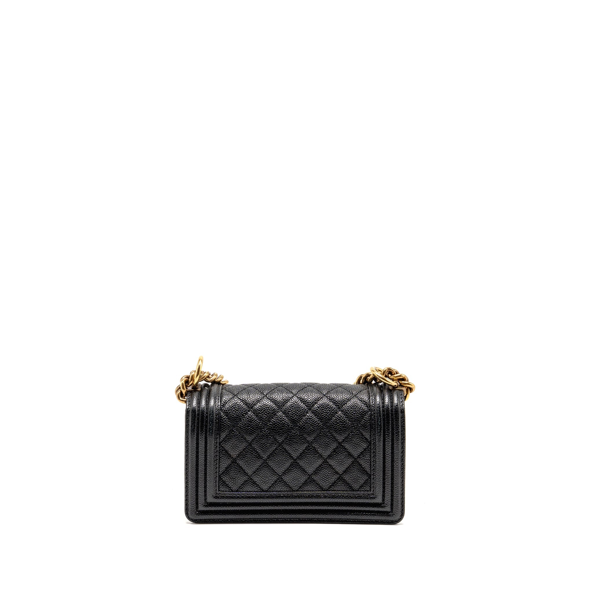 CHANEL SMALL BOY BAG GRAINED CALFSKIN BLACK GHW