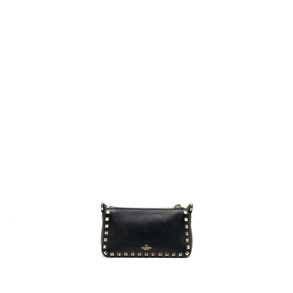 VALENTINO ROCKSTUD SMALL TOP HANDLE SHOULDER BAG CALFSKIN BLACK LGHW