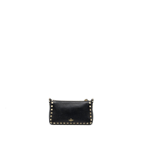 VALENTINO ROCKSTUD SMALL TOP HANDLE SHOULDER BAG CALFSKIN BLACK LGHW