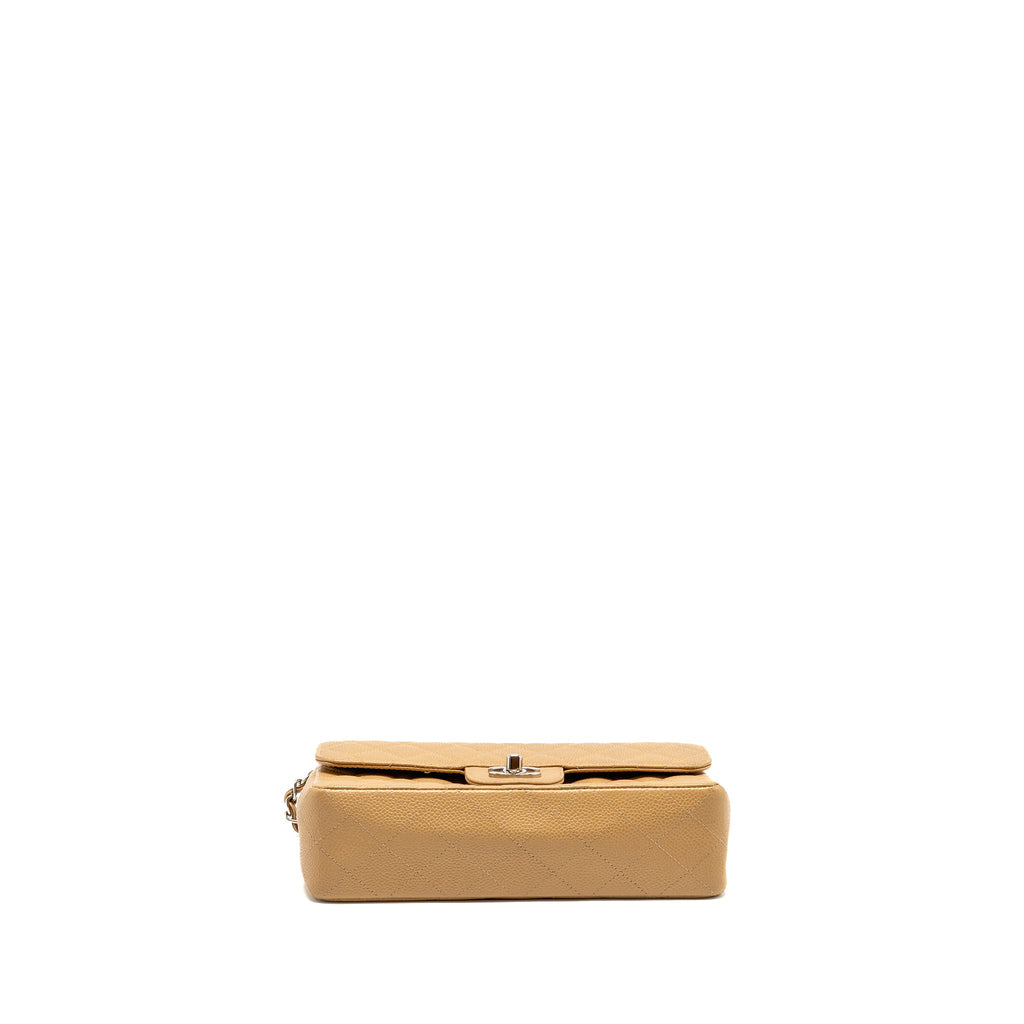 CHANEL SMALL CLASSIC DOUBLE FLAP BAG CAVIAR BEIGE SHW