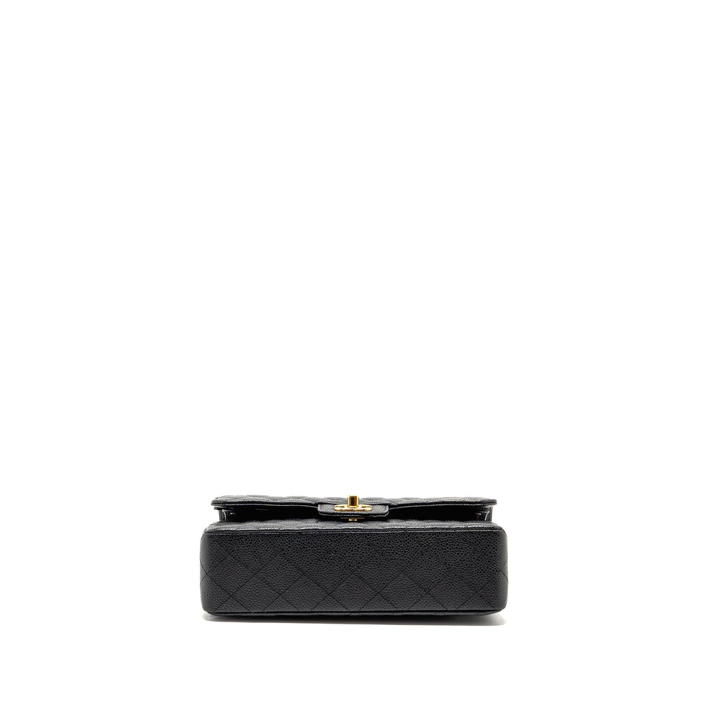 CHANEL SMALL CLASSIC DOUBLE FLAP BAG CAVIAR BLACK GHW (MICROCHIP)