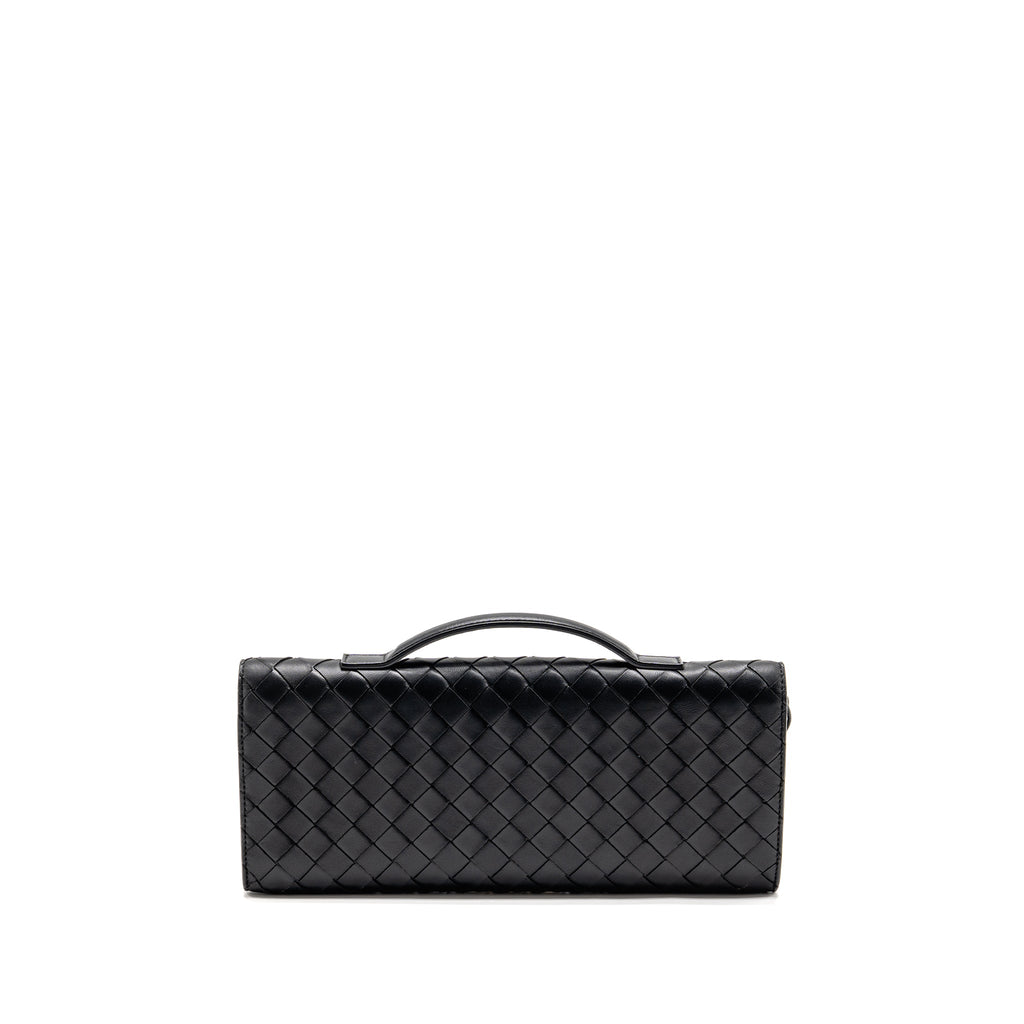 BOTTEGA VENETA ANDIAMO CLUTCH INTRECCIATO CALFSKIN BLACK GHW
