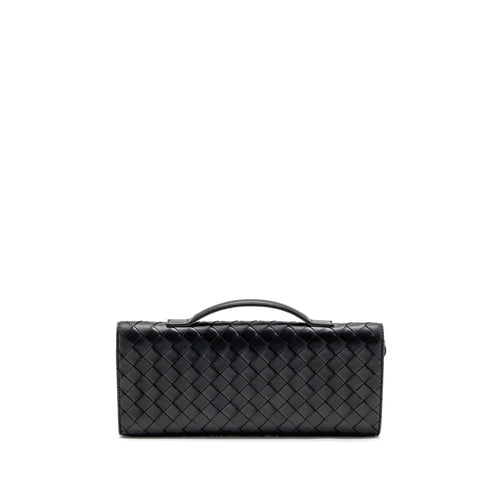 BOTTEGA VENETA ANDIAMO CLUTCH INTRECCIATO CALFSKIN BLACK GHW