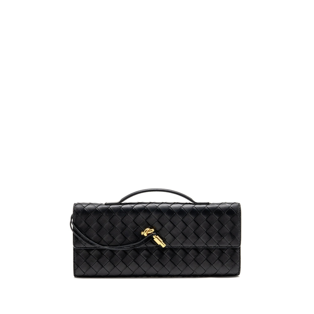BOTTEGA VENETA ANDIAMO CLUTCH INTRECCIATO CALFSKIN BLACK GHW