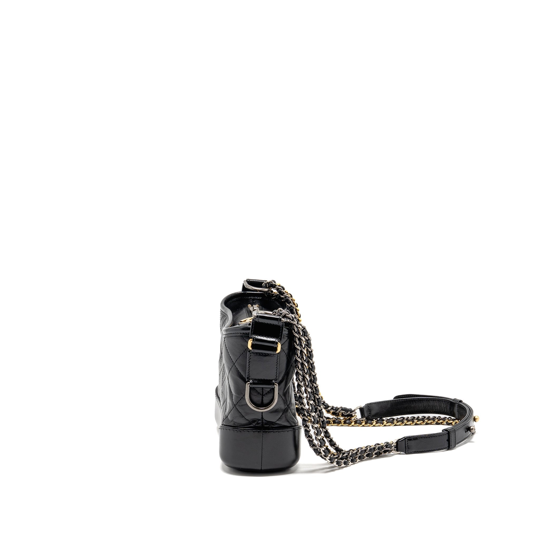 CHANEL SMALL GABRIELLE HOBO BAG AGED CALFSKIN BLACK MULTICOLOUR HARDWARE