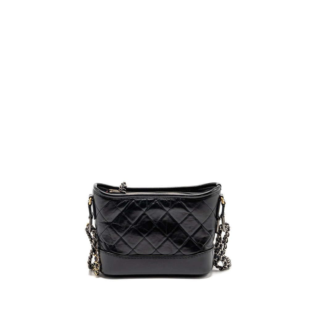 CHANEL SMALL GABRIELLE HOBO BAG AGED CALFSKIN BLACK MULTICOLOUR HARDWARE