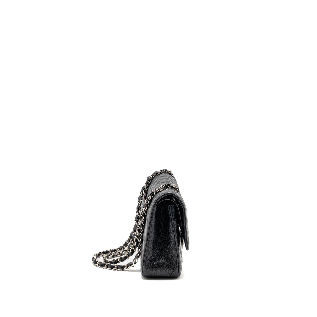 CHANEL MEDIUM CLASSIC DOUBLE FLAP BAG CAVIAR BLACK SHW