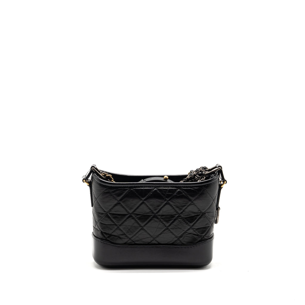 CHANEL SMALL GABRIELLE HOBO BAG AGED CALFSKIN BLACK MULTICOLOURED HARDWARE