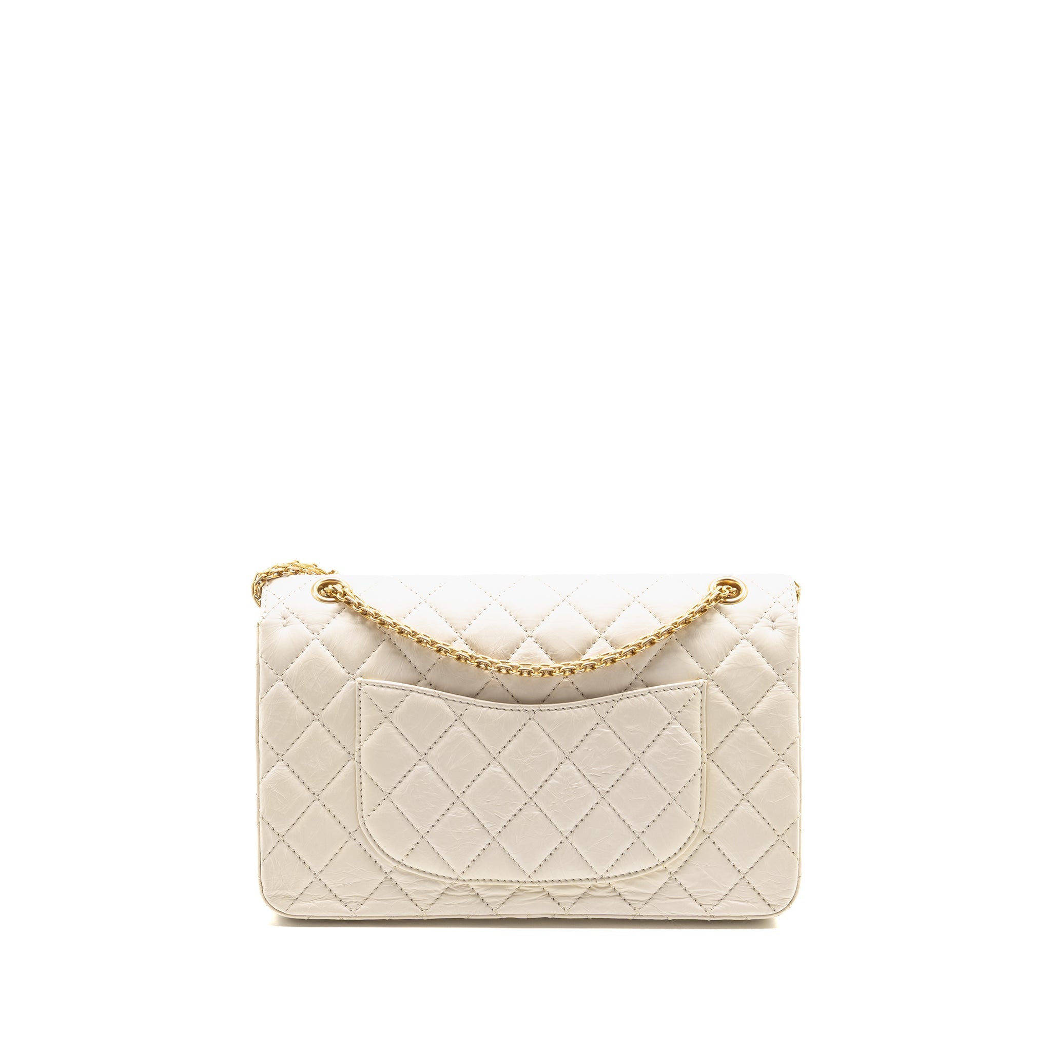 CHANEL 2.55 226 REISSUE DOUBLE FLAP BAG AGED CALFSKIN WHITE GHW