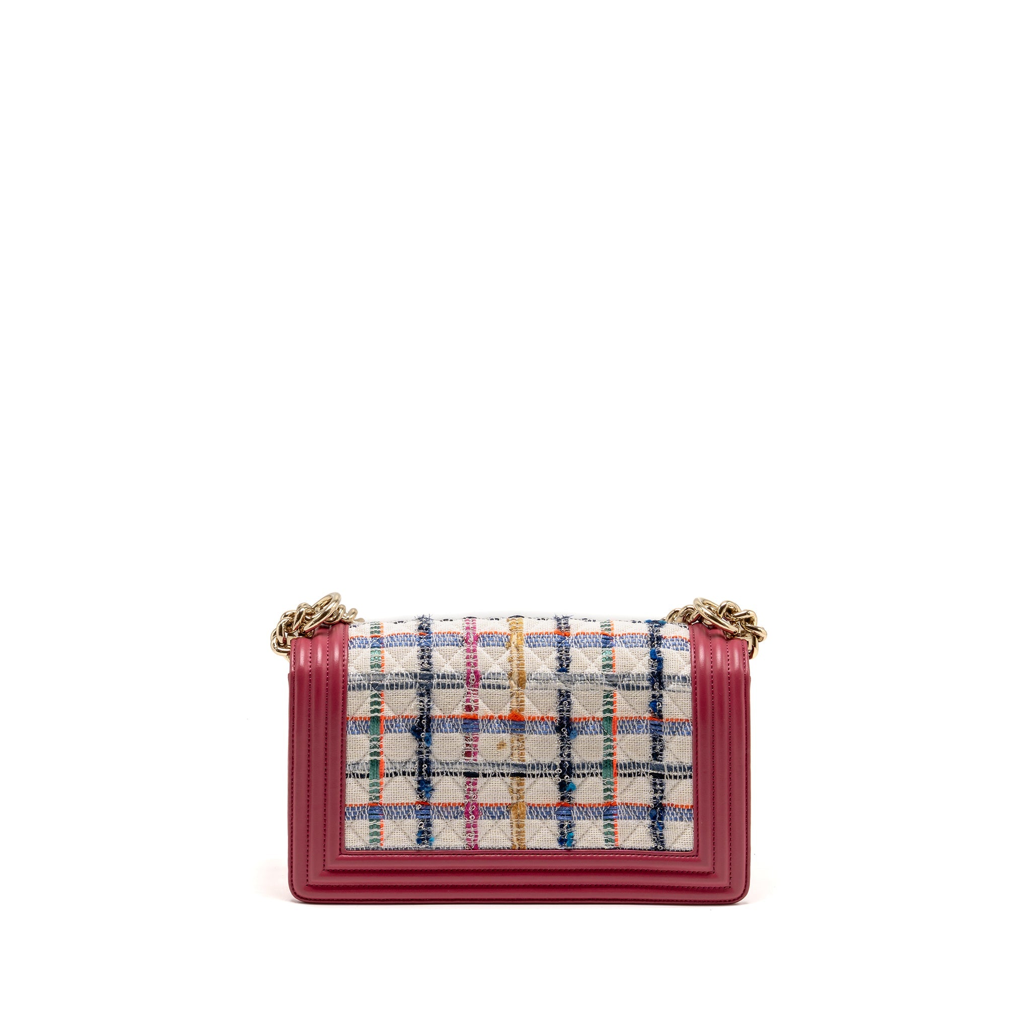 CHANEL MEDIUM BOY BAG FABRIC / LEATHER PINK LGHW