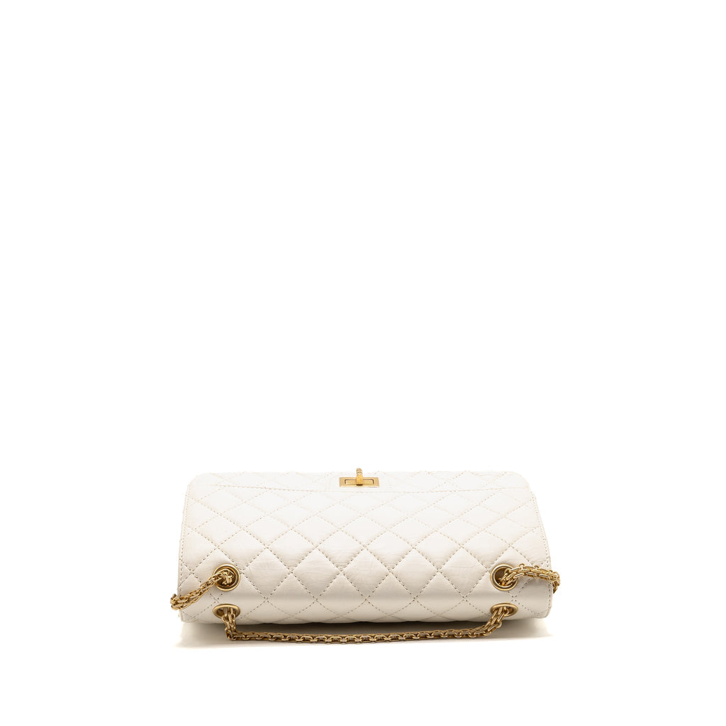 CHANEL 2.55 226 REISSUE DOUBLE FLAP BAG AGED CALFSKIN WHITE GHW