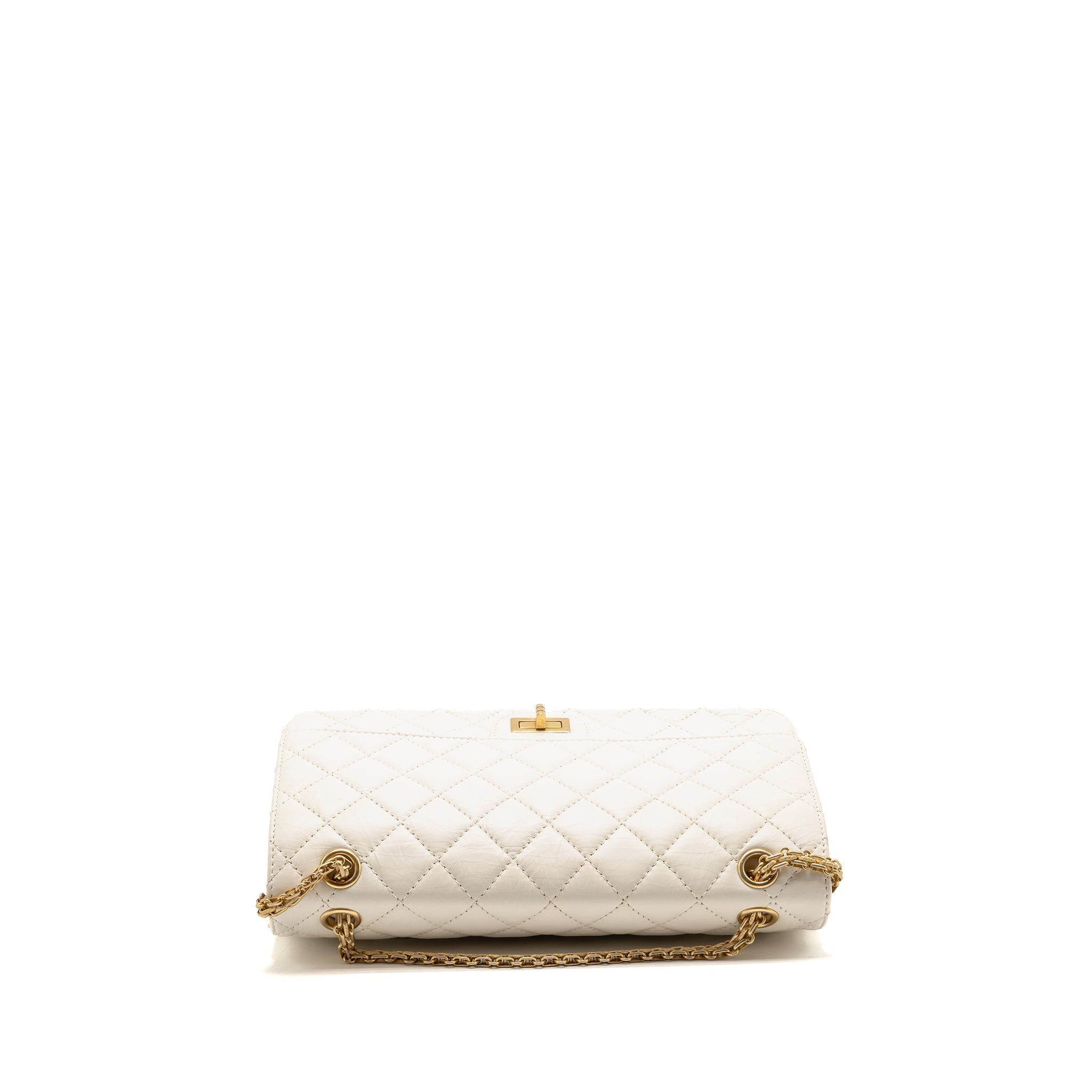 CHANEL 2.55 226 REISSUE DOUBLE FLAP BAG AGED CALFSKIN WHITE GHW