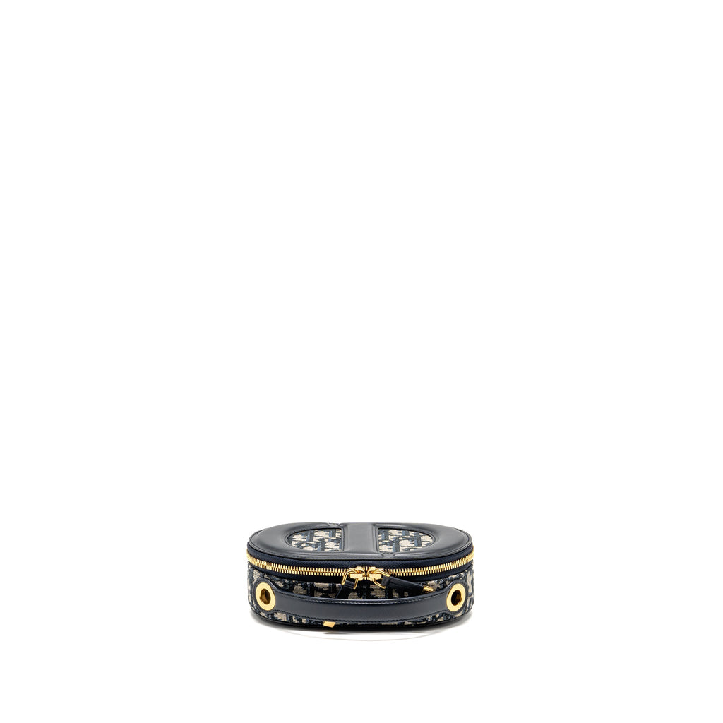 DIOR CD SIGNATURE OVAL CAMERA BAG OBLIQUE JACQUARD BLUE GHW