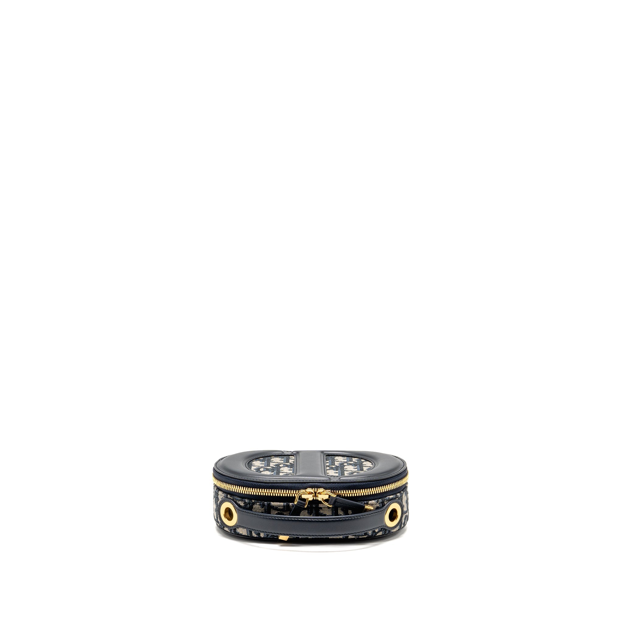 DIOR CD SIGNATURE OVAL CAMERA BAG OBLIQUE JACQUARD BLUE GHW