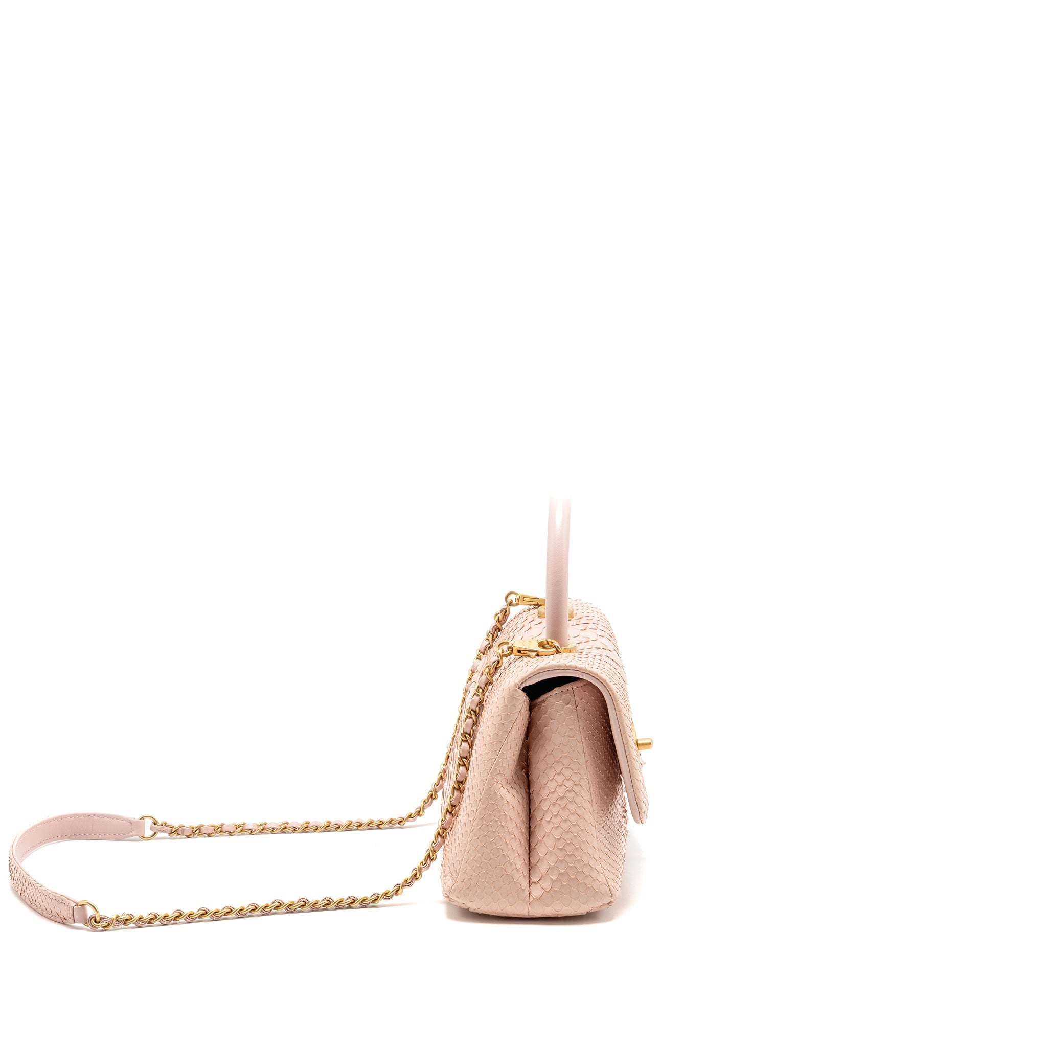 CHANEL SMALL COCO HANDLE PYTHON LIGHT PINK GHW