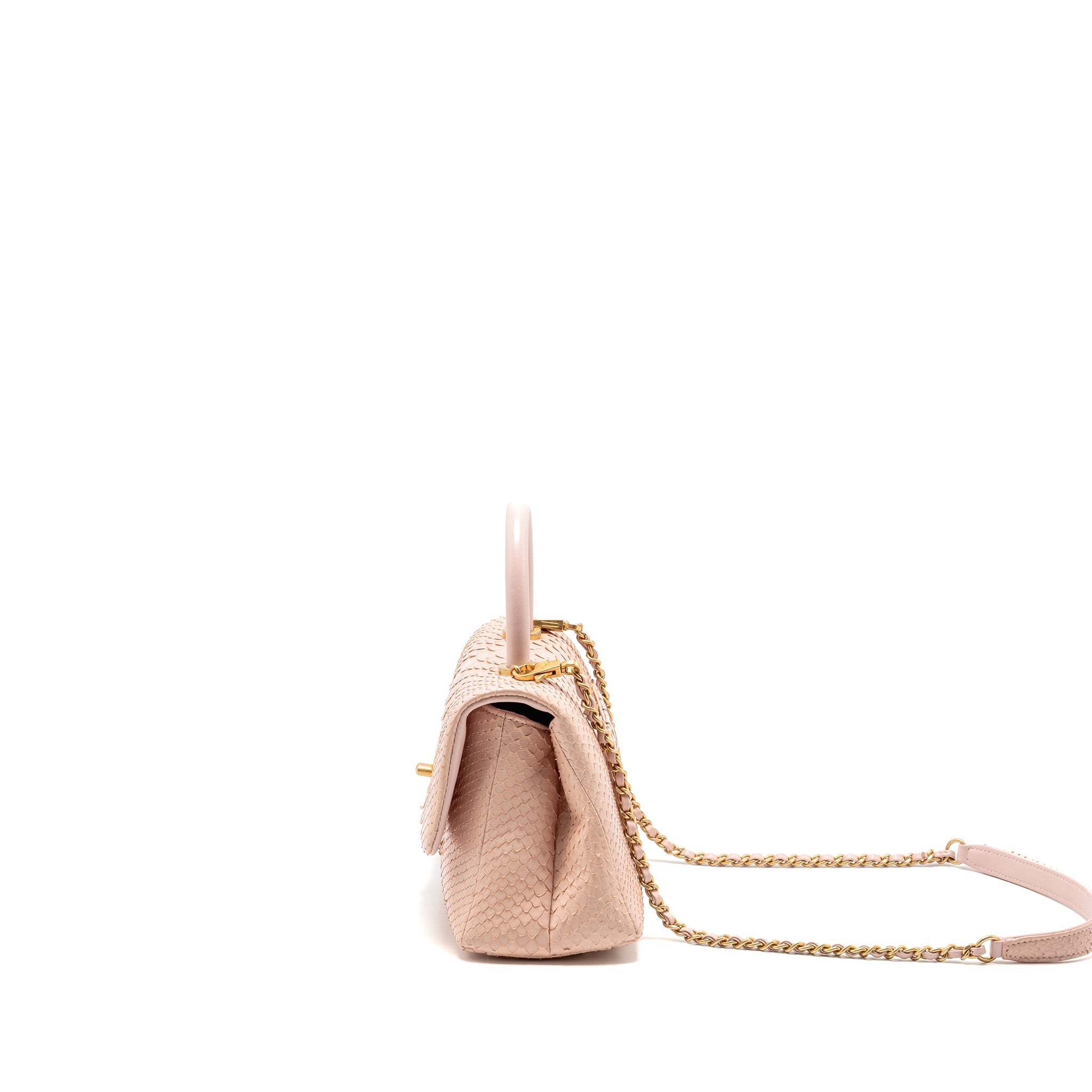 CHANEL SMALL COCO HANDLE PYTHON LIGHT PINK GHW