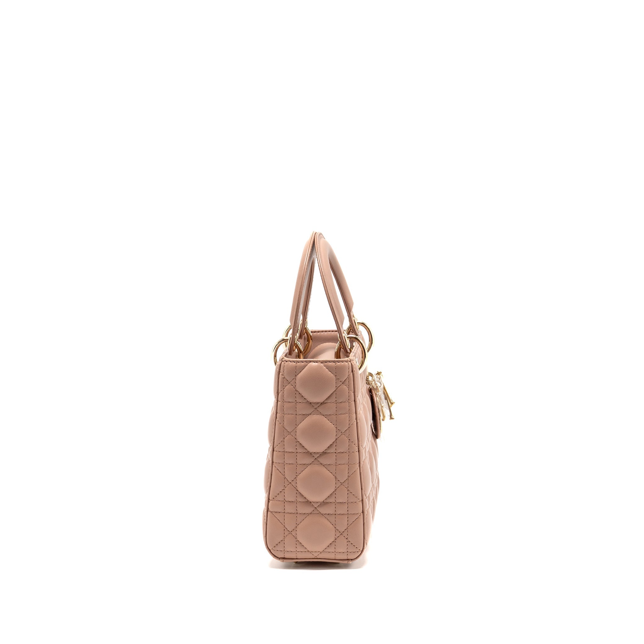 DIOR SMALL LADY DIOR LAMBSKIN DARK PINK LGHW
