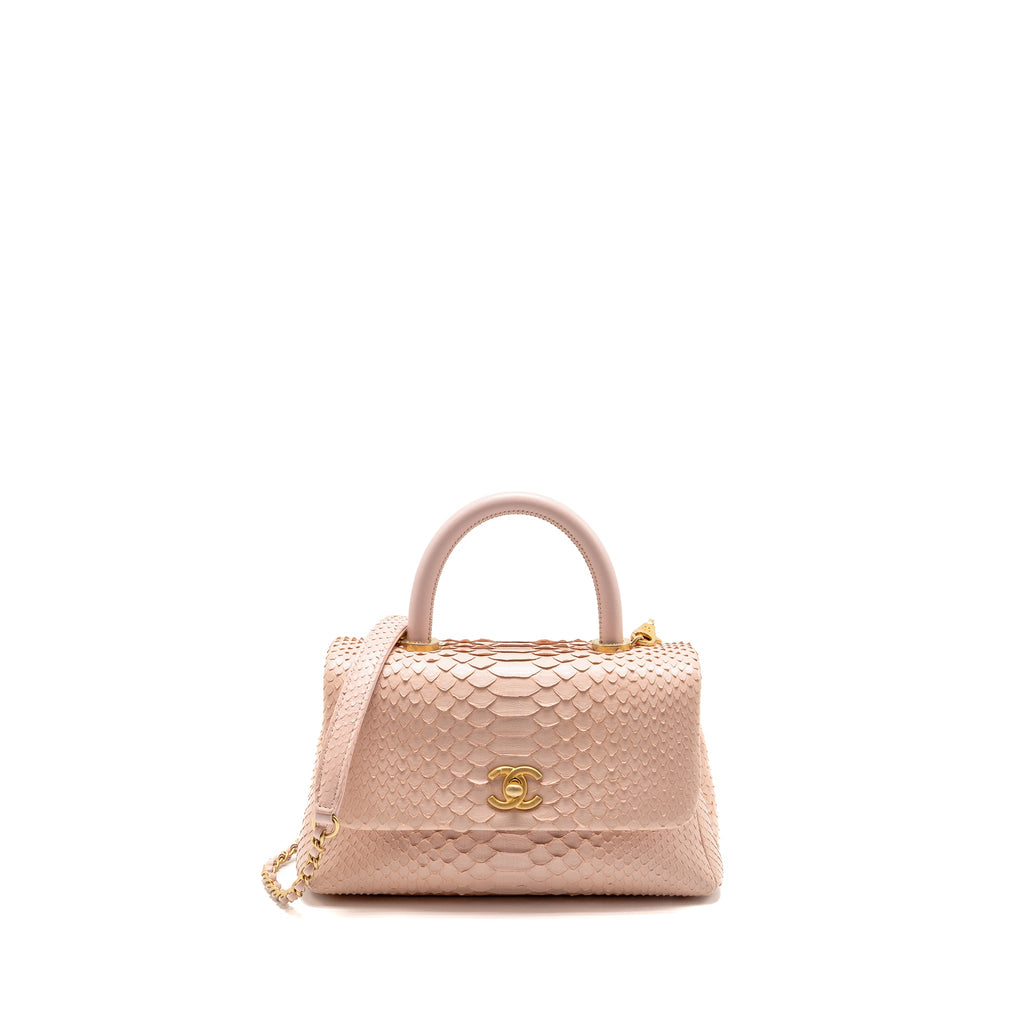 CHANEL SMALL COCO HANDLE PYTHON LIGHT PINK GHW