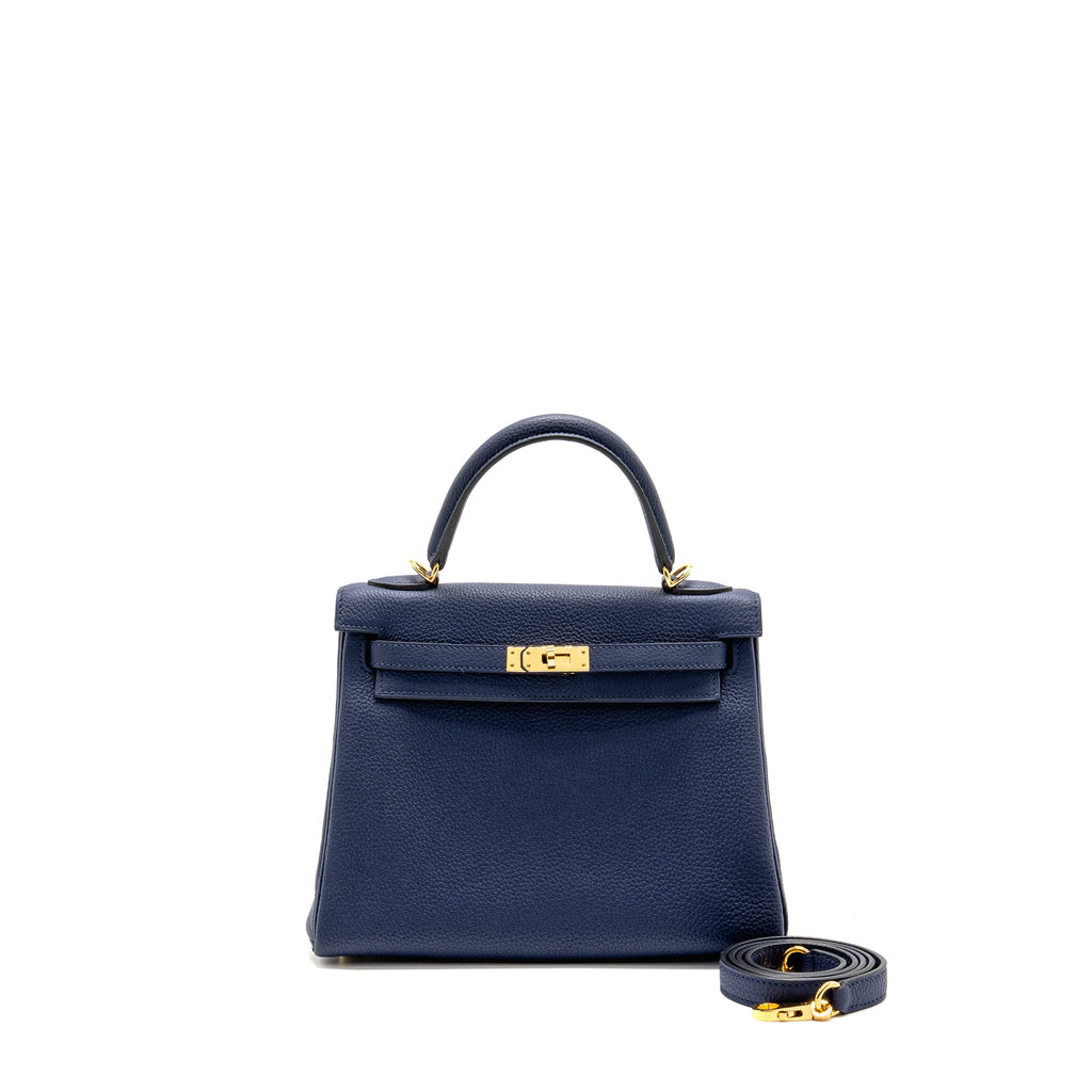 HERMES KELLY 25 TOGO BLEU SAPHIR GHW