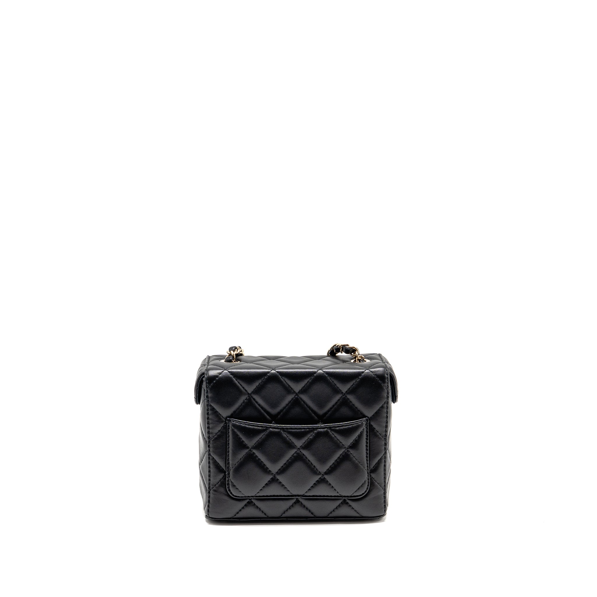 CHANEL FLAP VANITY WITH CHAIN LAMBSKIN BLACK LGWH (MICROCHIP)