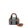 GUCCI MINI GG HANDBAG GG DENIM/LEATHER LIGHT BLUE/WHITE/BROWN GHW