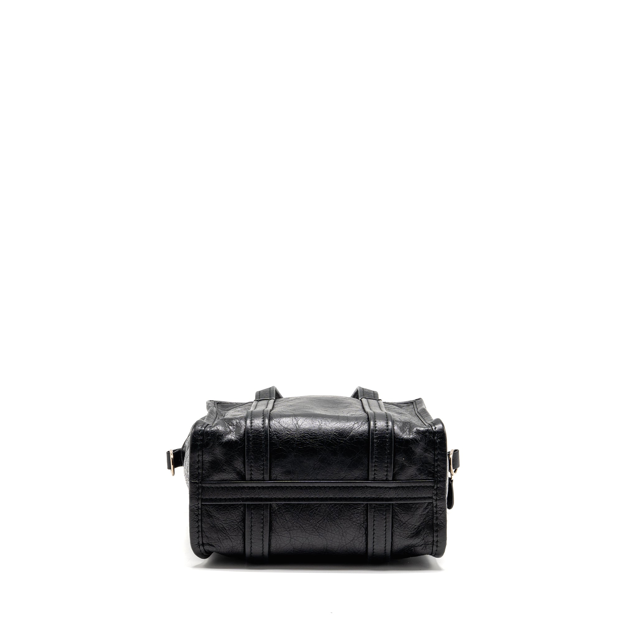 BALENCIAGA BAZAR MINI SHOPPER/TOTE BAG CRACKLED CALFSKIN BLACK SHW