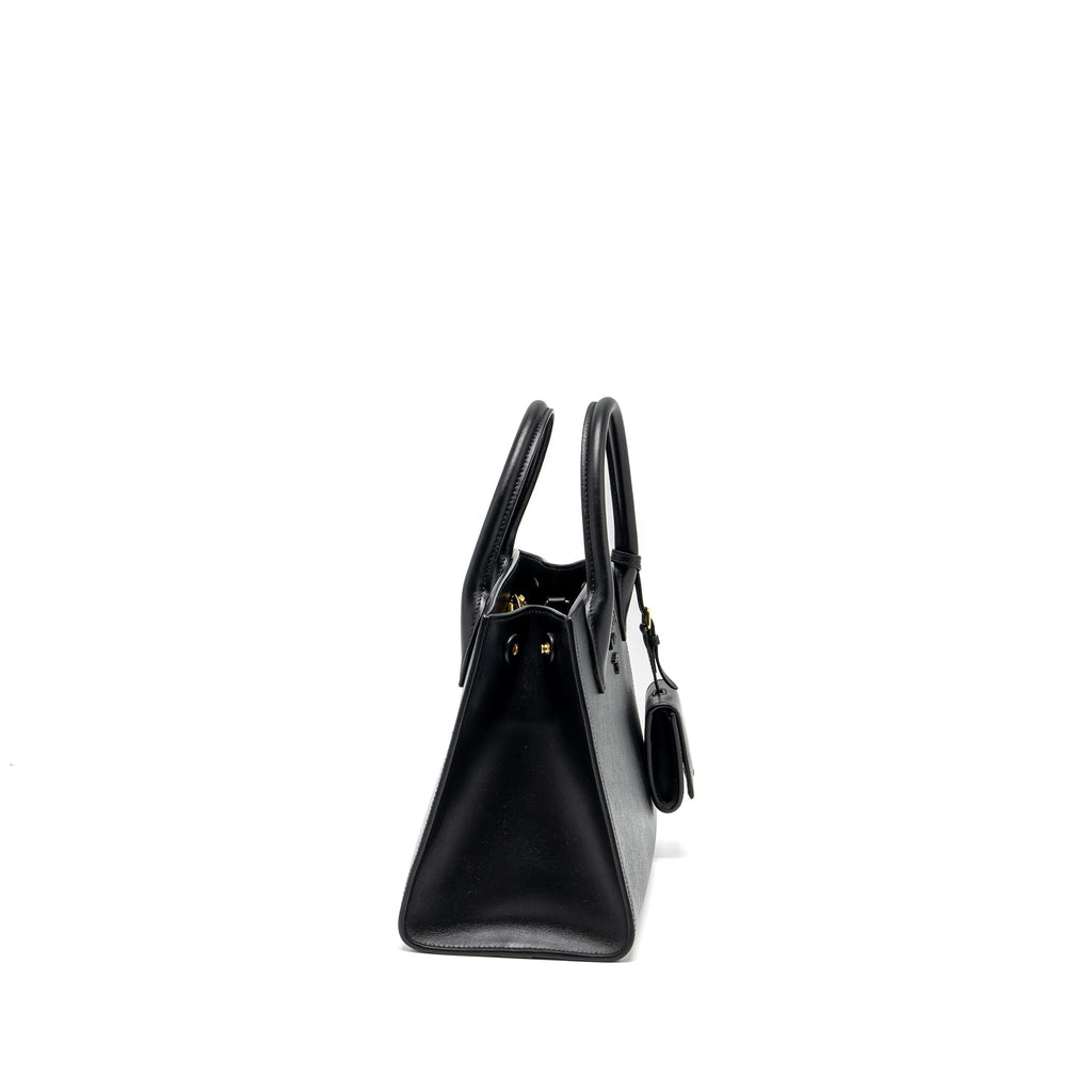 PRADA SMALL MONOCHROME TOTE BAG SAFFIANO CALFSKIN BLACK GHW