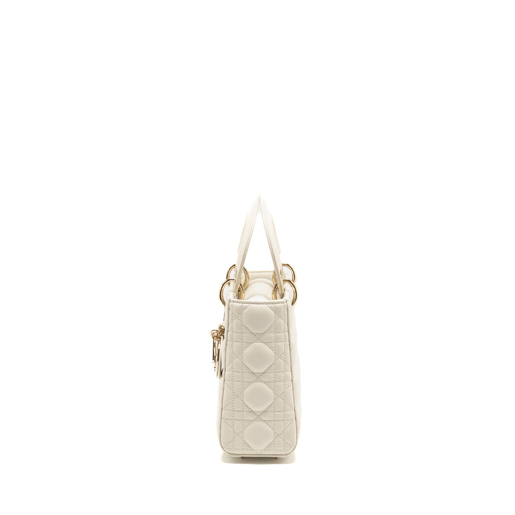 DIOR SMALL LADY DIOR MY ABCDIOR BAG CANNAGE LAMBSKIN WHITE LGHW
